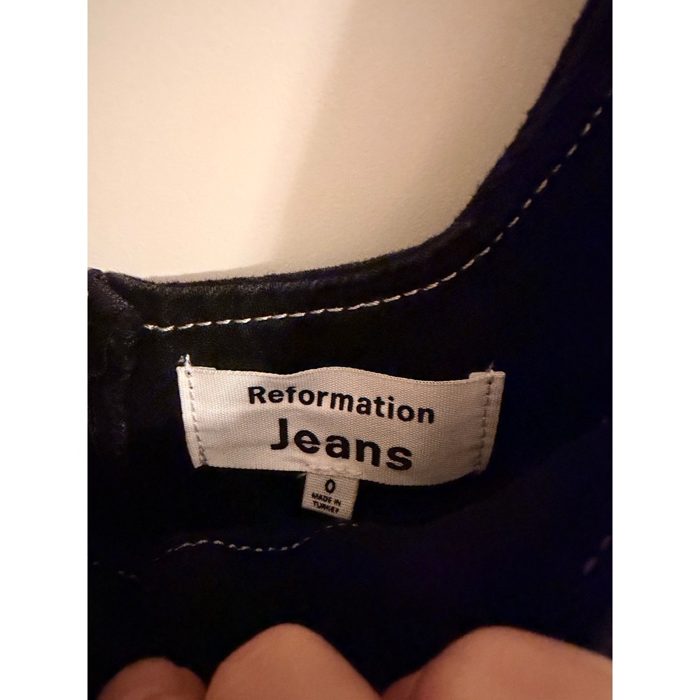 Reformation Davies Bustier Denim Mini Dress Women 0 Black Contrast Stitch NWOT - Picture 5 of 9